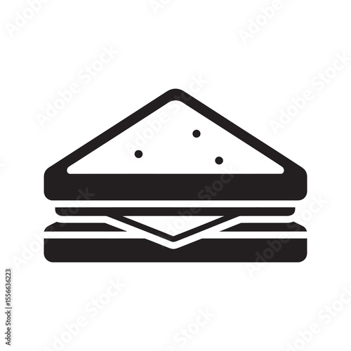 Sandwich snack icon breakfast lunch meal with bread cheese meat fast food delicious tasty foodstuff simple deli food vector solid glyph icon