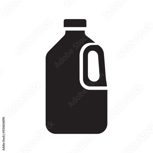 Milk jug gallon container dairy product fresh beverage liquid calcium protein healthy drink organic food plastic bottle vector solid glyph icon