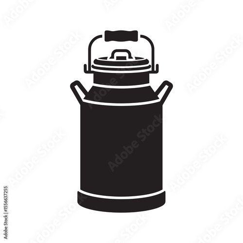Milk can churn container for dairy transport farm equipment vintage metal jug for fresh milk agriculture rustic object vector solid glyph icon
