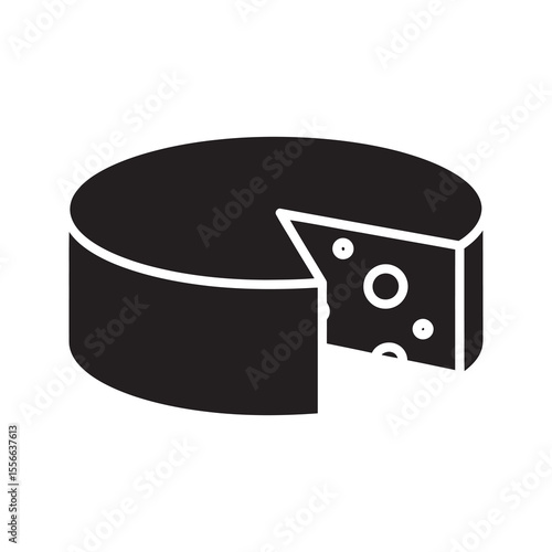 Wedge of cheese food slice dairy product snack delicious gourmet meal cheddar swiss tasty foodstuff appetizer vector solid glyph icon
