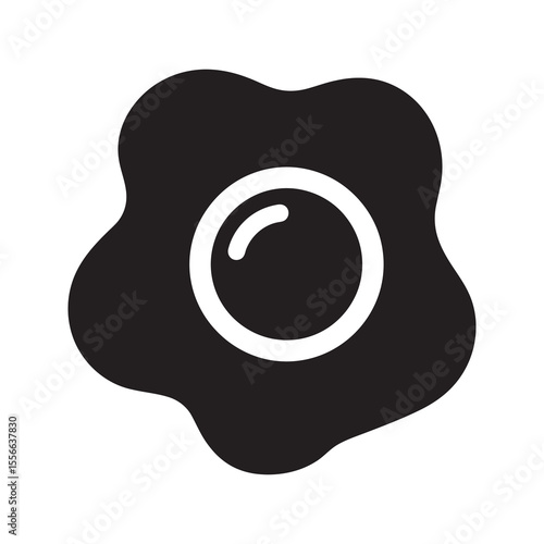Fried egg breakfast food protein meal sunny side up delicious morning cooking ingredient yolk healthy dish vector solid glyph icon symbol