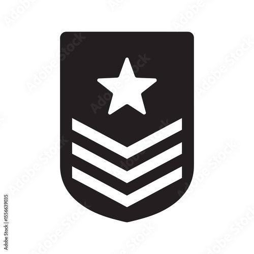 Military rank chevron army insignia for soldier uniform patch symbol for sergeant promotion honor force award vector solid glyph icon