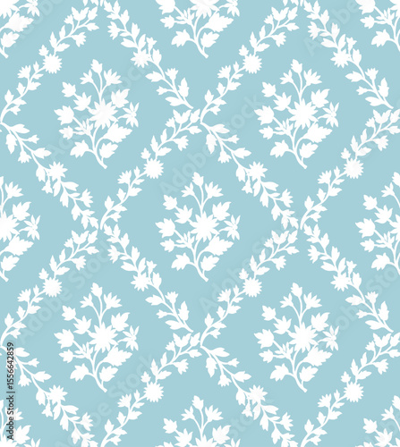 Boho Floral repeat pattern, Block print , Flower damask, floral vector file, ogee pattern, global print, seamless floral