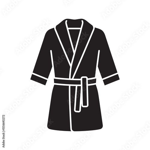 Bathrobe solid glyph icon representing spa wear comfortable lounge clothing and hotel relaxation accessory personal hygiene and comfort garment