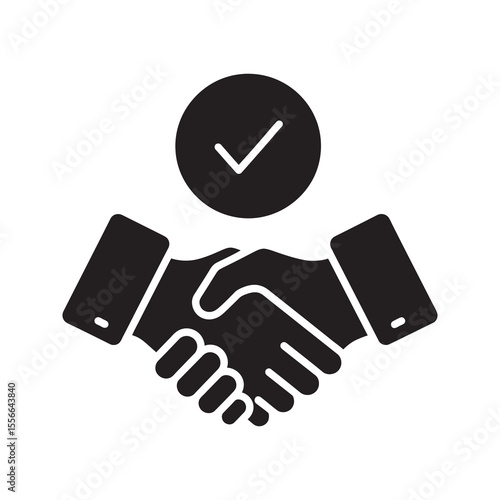 Agreement handshake solid glyph icon representing business deal partnership contract and successful cooperation trust and teamwork confirmation sign