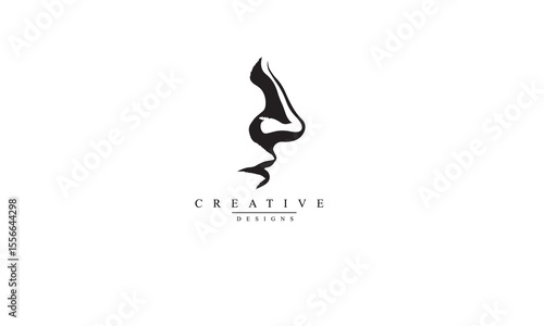 Human nose logo illustration black vector white background 