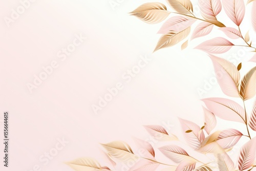 gold brown leaves pink background with copy space