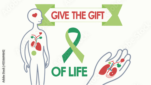 Give the Gift of Life: Organ Donation Awareness, Medical Health, and Transplantation Concept Illustration