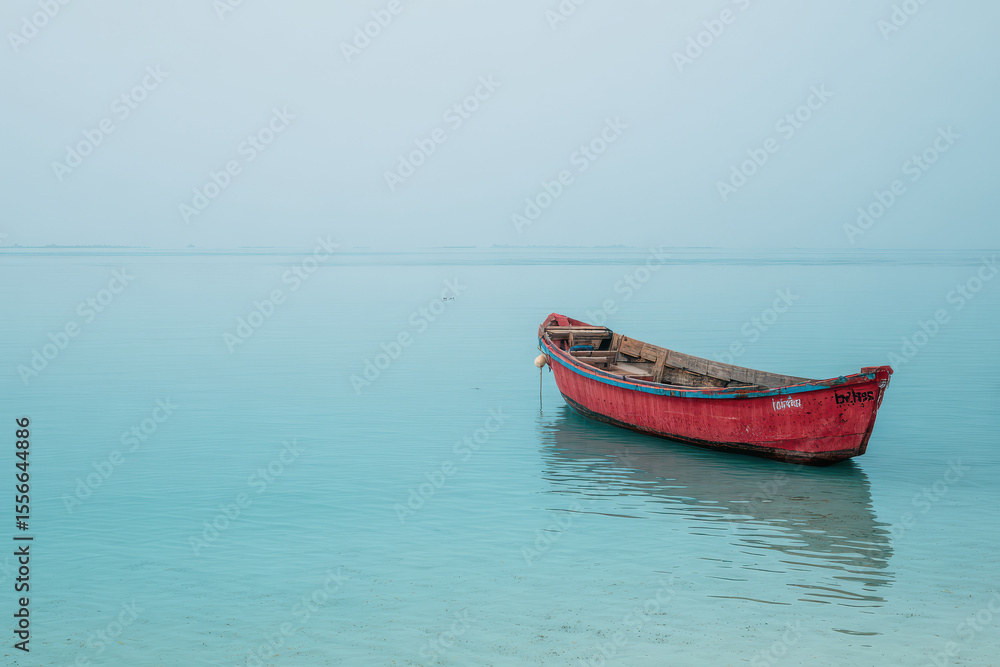 Fototapeta premium minimalistic view of traditional maldivian vessel on ultrabright clean background