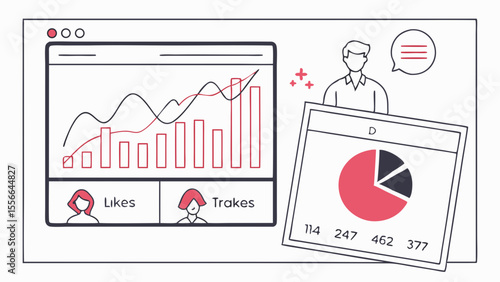 Digital Marketing Analytics. Social Media Data, Business Performance & User Engagement Graphs. Online Metrics Visualization.