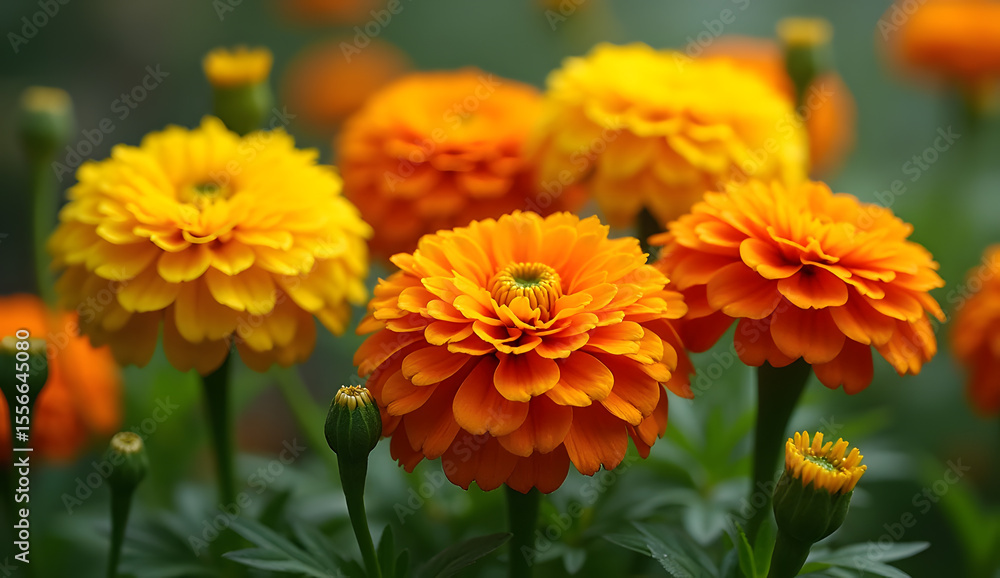 Fototapeta premium field of yellow Orange Chrysanthemums flowers.