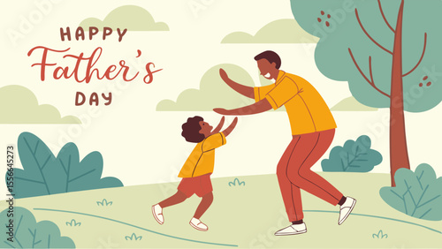Happy Father's Day: Loving father and child playing outdoors, celebrating family bond and joy in nature