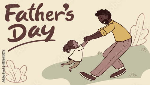 Joyful Father's Day illustration: Happy dad playing with daughter, family bond and celebration