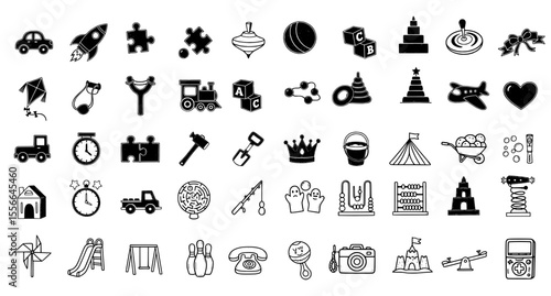 50 Chalk Doodle Toy Icon Set for Kids– Hand Drawn Style 