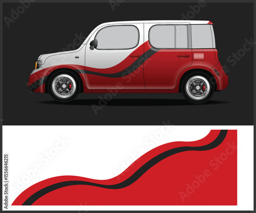 Red and White Car Wrap Design Template Vector
