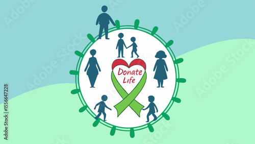 Donate Life Organ Donation Awareness Green Ribbon Charity Symbol.