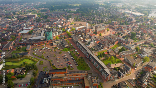 Aerial view of the old town of the city Winschoten in the Netherlands on a sunny day in summer	