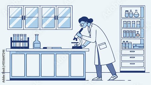 Scientist Conducting Experiment in Laboratory Setting.