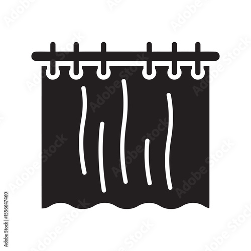 Shower curtain solid glyph icon for bathroom privacy and water protection home decor item for bathtub and shower stall to prevent splashing vector