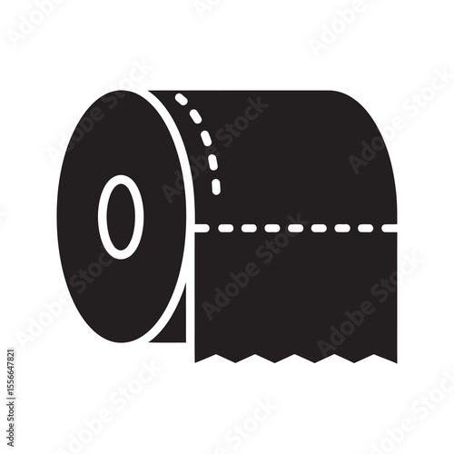 Toilet paper roll solid glyph icon for bathroom hygiene and sanitation personal tissue for use in a restroom or lavatory soft product vector