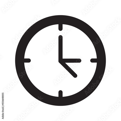 Clock with check mark solid glyph icon for approved time and task completion project deadline and schedule management symbol for efficiency vector