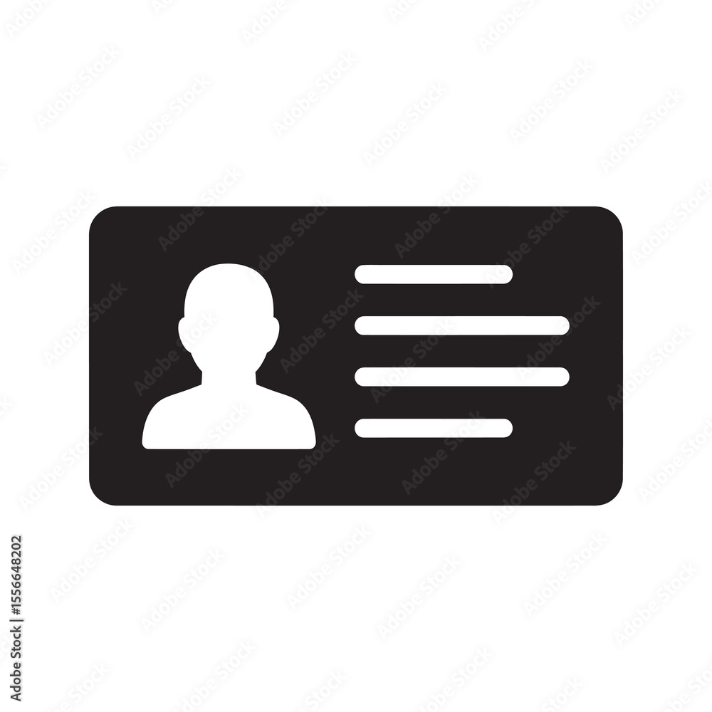 ID card solid glyph icon for identification and security personal identity badge for employee access and verification with photo and info vector ID card solid glyph icon for identification and security personal identity badge for employee access and verification with photo and info vector