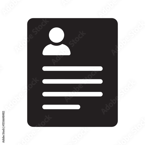Resume CV solid glyph icon for job application and recruitment document showing candidate profile and work experience for human resource vector