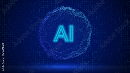 Ai Sphere Background. Abstract  3d Tech Bg For Artificial Intelligence And Big Data Concept. Internet Globe With Cyber Motion And Geometric Design. Blue And Purple Ai Sphere Background.