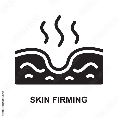 Skin firming treatment for anti aging effect lifting elasticity improvement collagen boost cosmetic beauty care vector solid glyph icon symbol