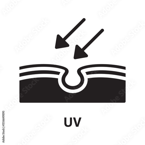 UV ray sun damage on skin wrinkles aging effect of ultraviolet light dermatology skincare problem protection needed vector solid glyph icon