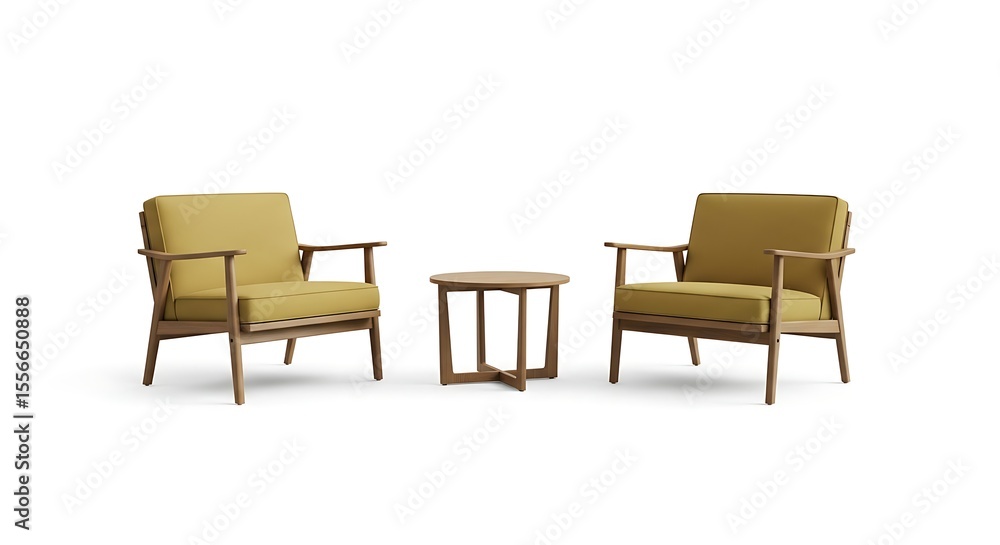 Fototapeta premium Outdoor Lounge Set with Two Armchairs and Small Round Table