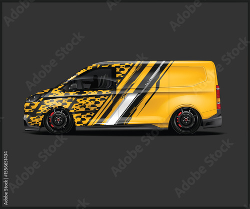 Yellow and Black Graphic Van Wrap Design Side