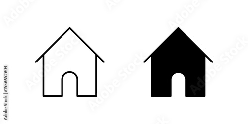 Icons of two home houses for real estate and living. Represent shelter and build.