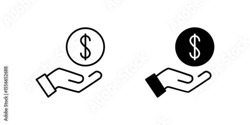 Icons of two save money icons for finance and savings. Represent cash and thrift.