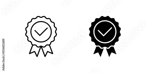 Icons of two rosette stamps for awards and recognition. Represent quality and honor.
