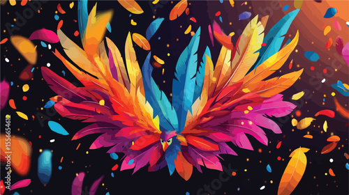 Festival Masks with Feathers Decoration and Party Celebration