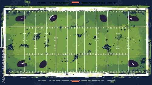American Football Field Flat Vector Illustration