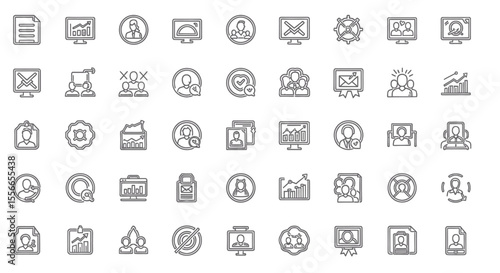 Vector Icons Set of Collection of Black and White Business and Communication Icons. Vector Illustrations. EPS Editable