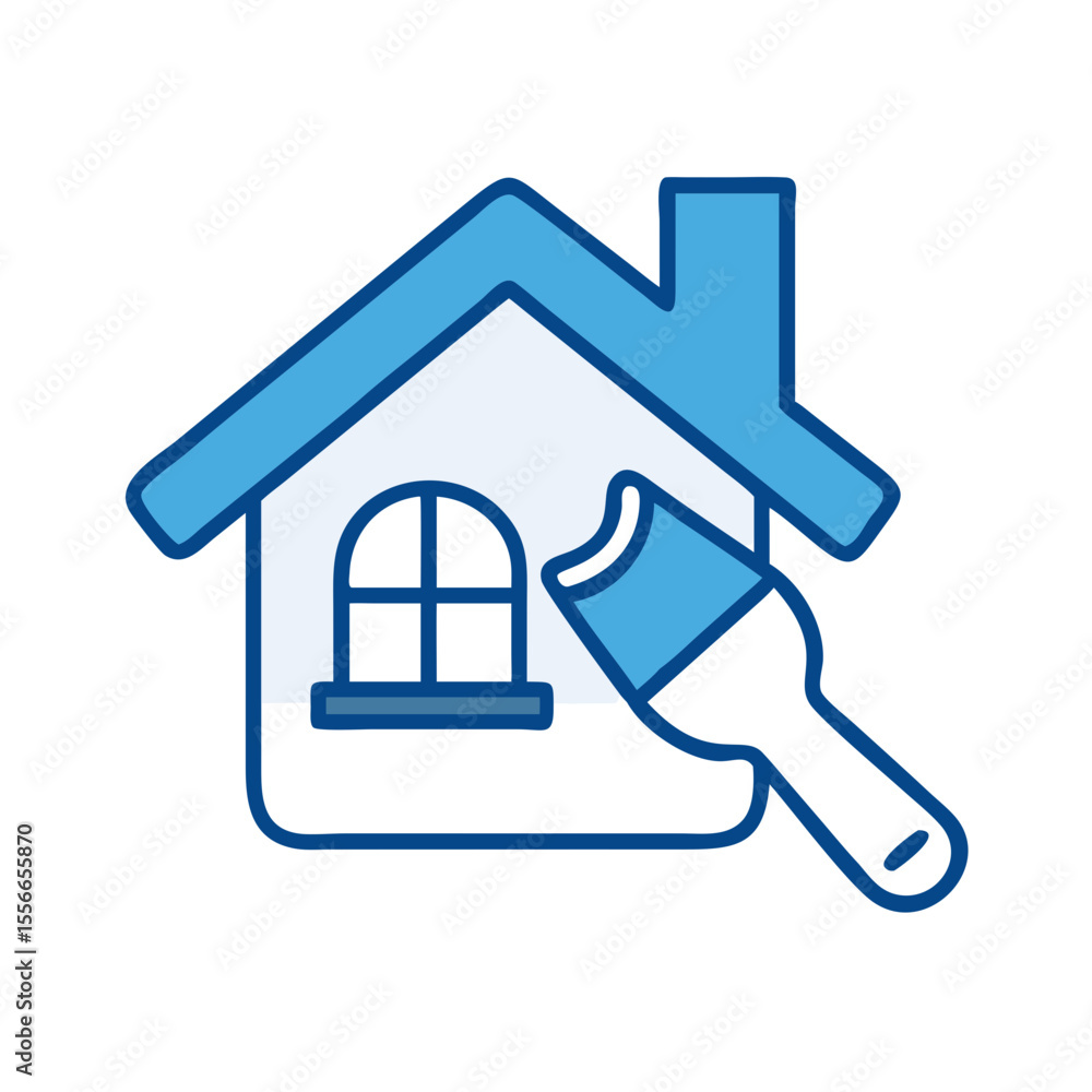House Renovation With Paint Brush Icon for Home Improvement Projects House Renovation With Paint Brush Icon for Home Improvement Projects
