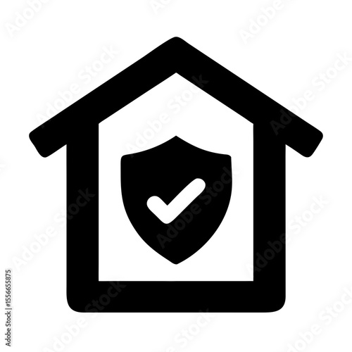 House Icon Featuring Shield to Symbolize Insurance Protection and Security Needs