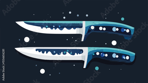 Professional Fishing Knife Tool for Fish - Flat Vector Illustration