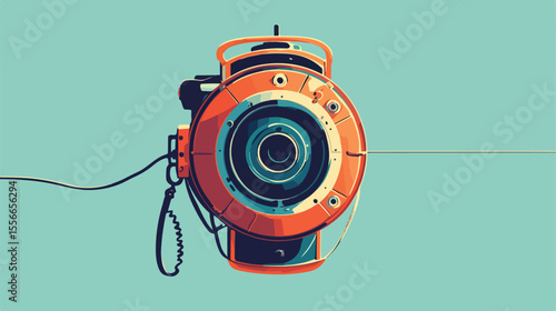 Professional Fishing Line Reel Equipment Illustration
