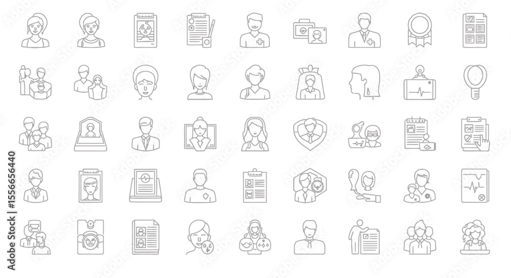 Vector Icons Set of Collection of Line Art Icons Representing Diverse Professions and People. Vector Illustrations. EPS Editable Vector Icons Set of Collection of Line Art Icons Representing Diverse Professions and People. Vector Illustrations. EPS Editable