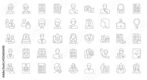 Vector Icons Set of Collection of Line Art Icons Representing Diverse Professions and People. Vector Illustrations. EPS Editable