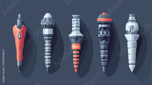 Professional Prosthetics Implants Icons Flat Vector Illustration