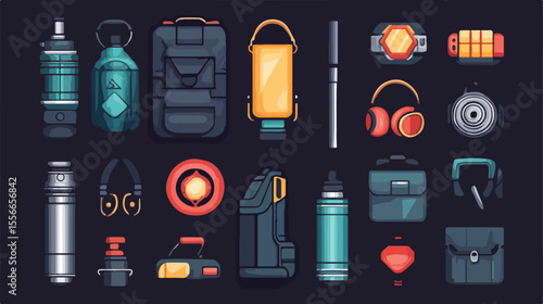 Camping Gear Flashlight Flat Vector Illustration