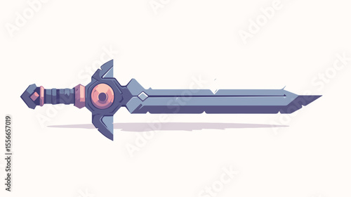 Sharp Metal Battle Sword on Wood Background