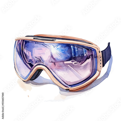 Ski Goggles, watercolor clipart vector, isolated on a white background.