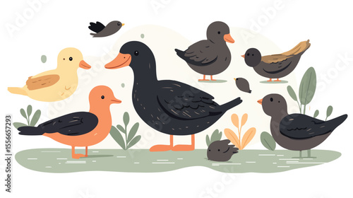Adorable Flemish Bird Cute Flat Vector Illustration