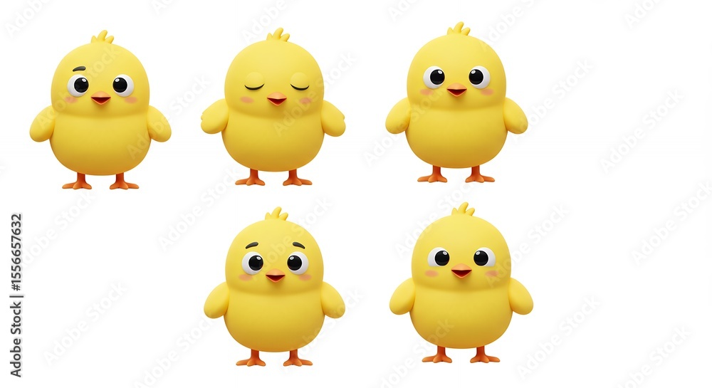 Obraz premium Five yellow chicken figurines